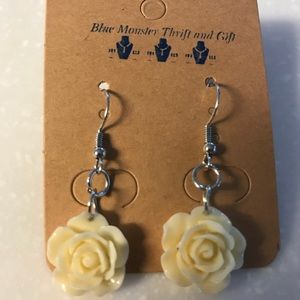3/$15 Handmade White Resin Rosette Drop Earrings